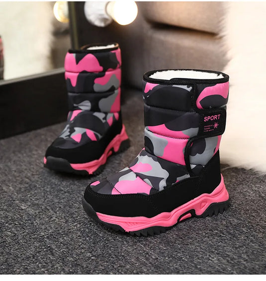 New Winter Children's Warm Boots Boys Non-slip Comfortable Soft Fur Snow Boots Children Outdoor Snow Boots Cotton Boots 26-38