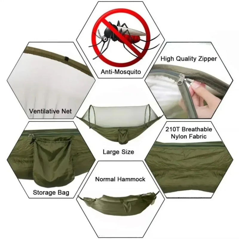 Load image into Gallery viewer, Portable Camping Hammock with Mosquito Net – 250x120cm Lightweight Sleeping Tent
