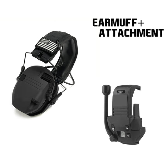 Walkie Talkie Attachment - 22 Channels 3 Miles Range Distance Voice-Activated Handsfree Communication for Shooting earmuffs