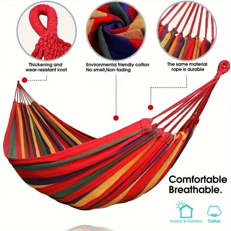 Load image into Gallery viewer, 450lb Heavy-Duty Cotton Camping Hammock – Thickened Canvas with Anti-Roll Beams

