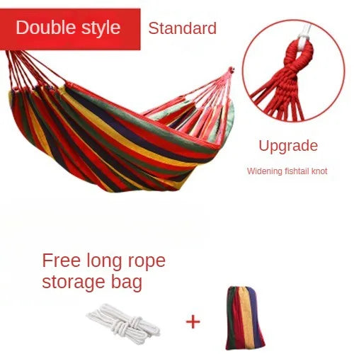 Striped Canvas Hammock – Single & Double Sizes for Outdoor & Indoor Use