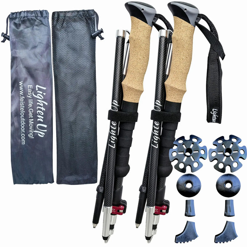 Load image into Gallery viewer, Lighten Up Carbon Fibre Trekking Poles | EVA Cork Adjustable Walking Sticks Ultralight
