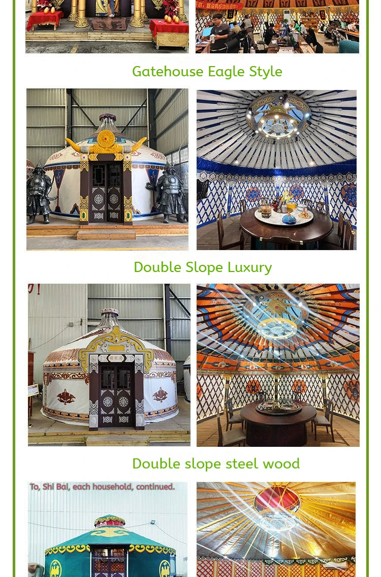 Load image into Gallery viewer, 2024 Large New Yurt Tents Double Slope Steel Bamboo Mongolian Glamping Yurt Water Resistant PVC Farmhouse Restaurant Barbecue
