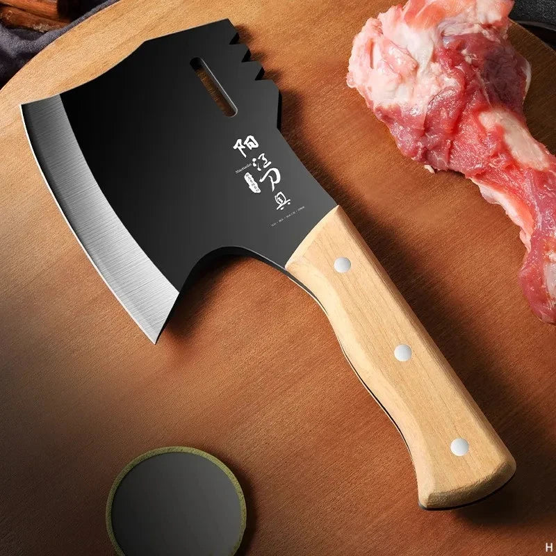 Load image into Gallery viewer, High Hardness Thickened Bone Chopping Axe for Butchers Kitchen Knife Black Wood Handle Forged Forged Bone Chopping Knife
