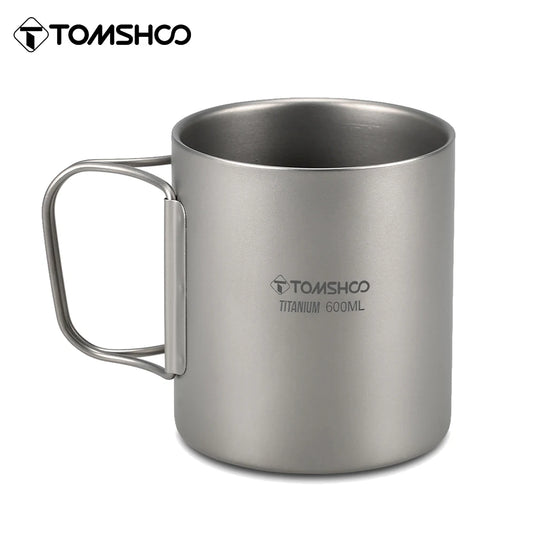 Double Wall Titanium Camp Cup | 220ml–600ml Insulated Coffee Tea Mug | Outdoor Hiking Backpacking