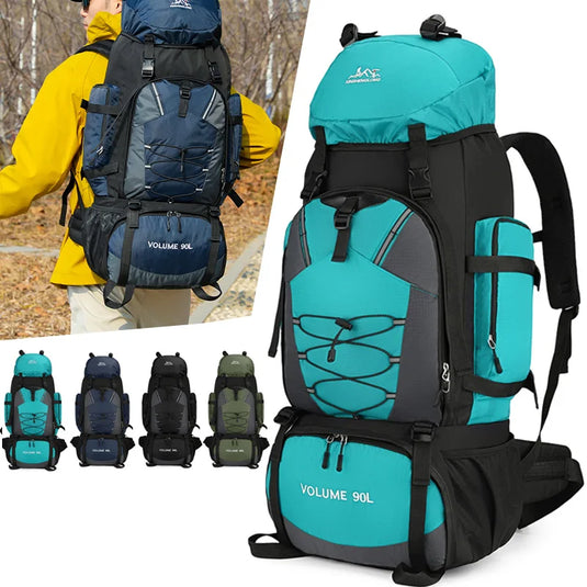 90L Hiking Camping Backpack with Rain Cover | Waterproof Trekking Rucksack | Large Climbing Travel Bag