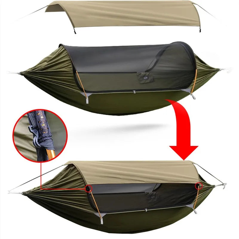 Load image into Gallery viewer, Traveler 2.0 Double Hammock with Mosquito Net &amp; Sunshade – 270x140cm
