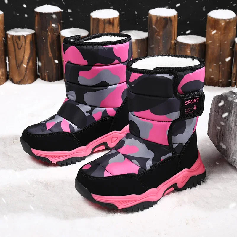Load image into Gallery viewer, Hot Camouflage Children Snow Boots Hig Top Velvet and Thicken Kids Boot Girl Boys  Anti-slip Wear-resistant Shoe Child Snow Boot
