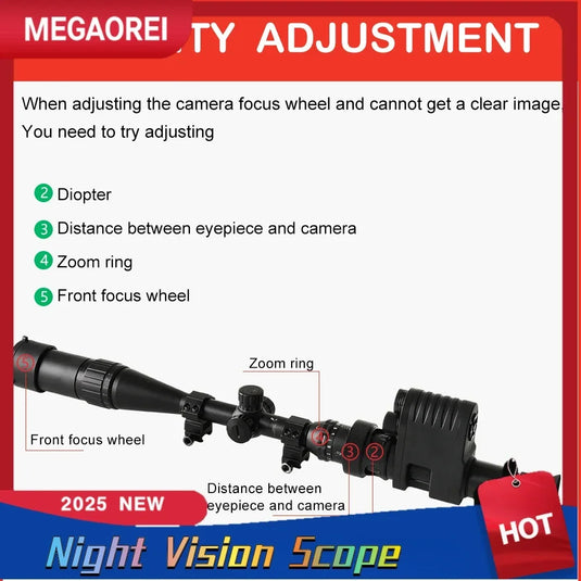 Megaorei 4 Night Hunting Scope 1080P Hunting Camera Portable Add On Integrated Attachment Spotting Scope Built-in 850nm IR Torch