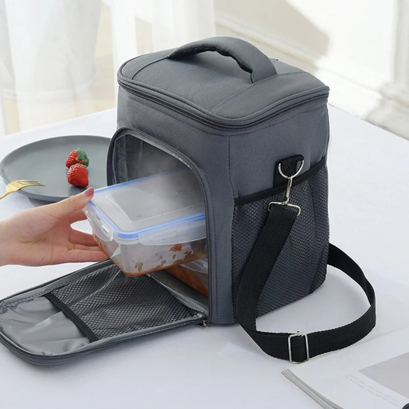 Load image into Gallery viewer, Oudoor Insulated Lunch Box Bag Thickened Peva Picnic Bag Camping Cooler Multi-Layer Handbag Thermal Bag with Strap
