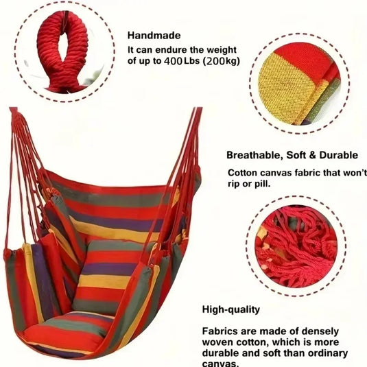 Portable Canvas Swing Chair – Outdoor Leisure Hanging Hammock for Travel, Camping, or Home Use