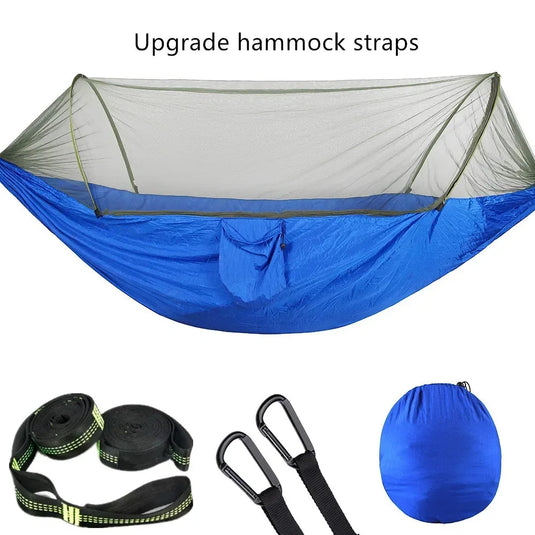 2023 Lightweight Camping Hammock with Pop-Up Mosquito Net – Portable Parachute Hammock for Outdoor Sleeping, Travel & Hiking