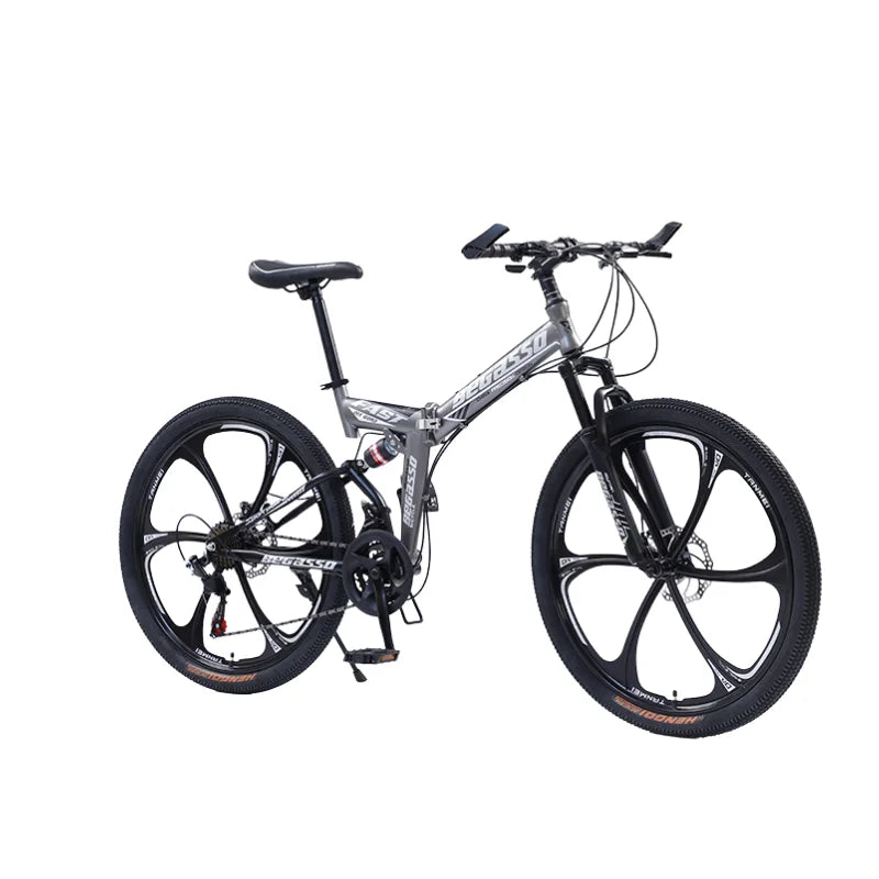 Load image into Gallery viewer, Gear-Shifting Folding Mountain Bike – 26-Inch, 24-Speed, Soft-Tail Carbon Steel Frame
