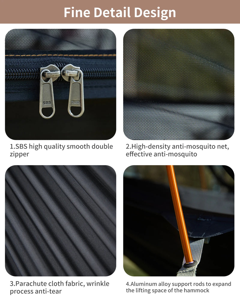 Load image into Gallery viewer, 2-Person Hammock with Net &amp; Sunshade – Lightweight Outdoor Camping Setup
