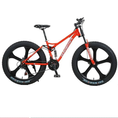 24/26-Inch 4.0 Fat Tire Full Suspension Mountain Bike – Soft-Tail Frame, 27-Speed, Dual Disc Brake, Snow & Beach Ready