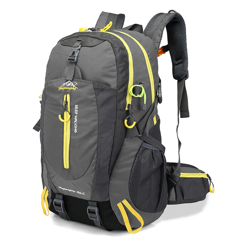 Load image into Gallery viewer, Gray backpack with yellow accents on a white background
