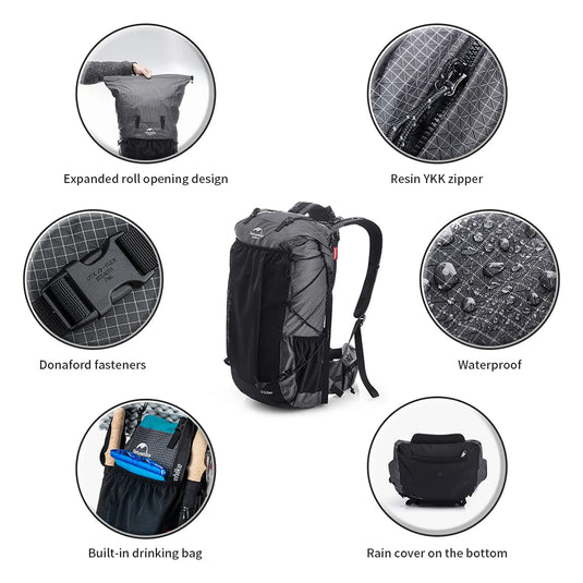 0+5L Hiking Backpack with Rain Cover | Ergonomic Internal Frame Pack | Camping Travel Bag