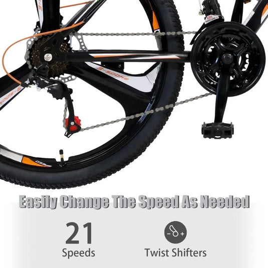 26-Inch Mountain Bike – 21-Speed Carbon Steel Frame with Locking Suspension Forks
