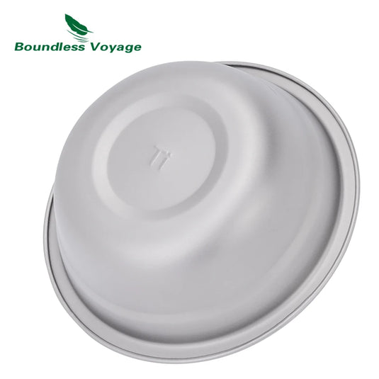 Titanium Camping Plates Bowls Set | Stackable Ultralight Dinnerware | Outdoor Serving Skillet
