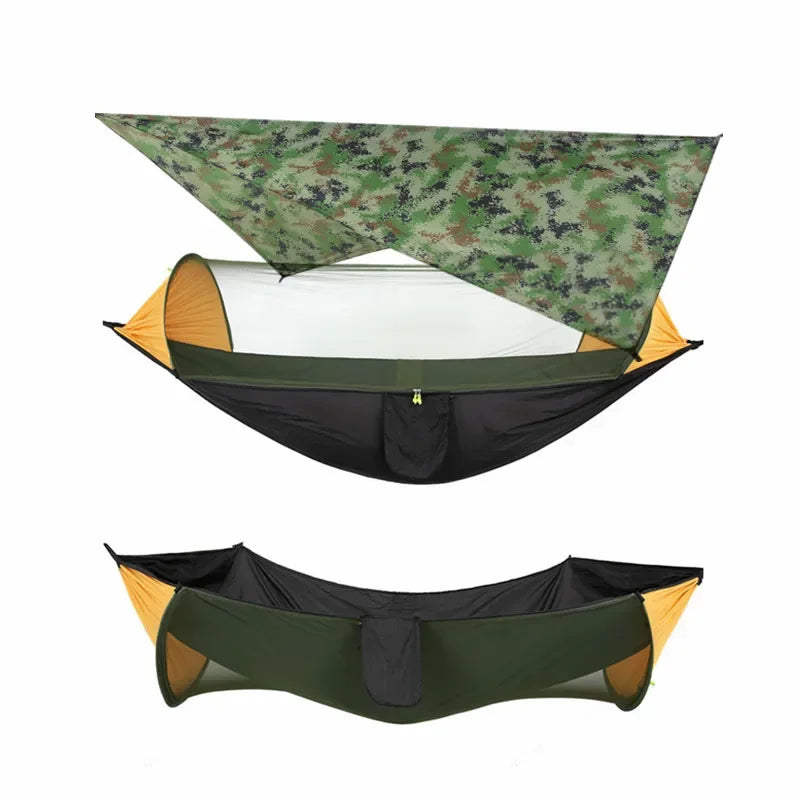 Load image into Gallery viewer, Camping Hammock with Mosquito Net and Rain Fly – 2-Person Portable Outdoor Hammock for Backpacking, Travel, Survival
