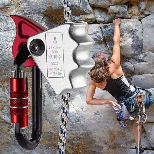 Rope Grab Fall Protection Metal Climbing Anti-Fall Gear 15KN Safety Rope Grab Multipurpose Rock Climbing Self-Locking Rope Grab