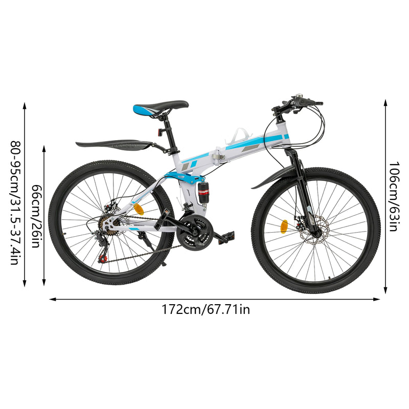 Load image into Gallery viewer, 26&quot; Folding Mountain Bike – 21-Speed MTB for Men | Lightweight Aluminum Frame, Dual Disc Brakes, Shock-Absorbing Fork
