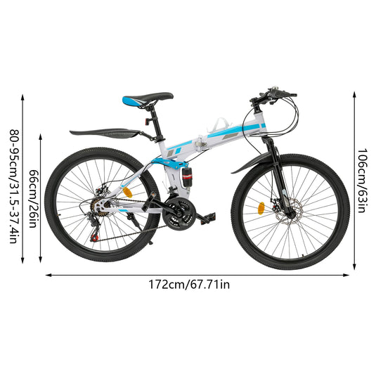 26" Folding Mountain Bike – 21-Speed MTB for Men | Lightweight Aluminum Frame, Dual Disc Brakes, Shock-Absorbing Fork
