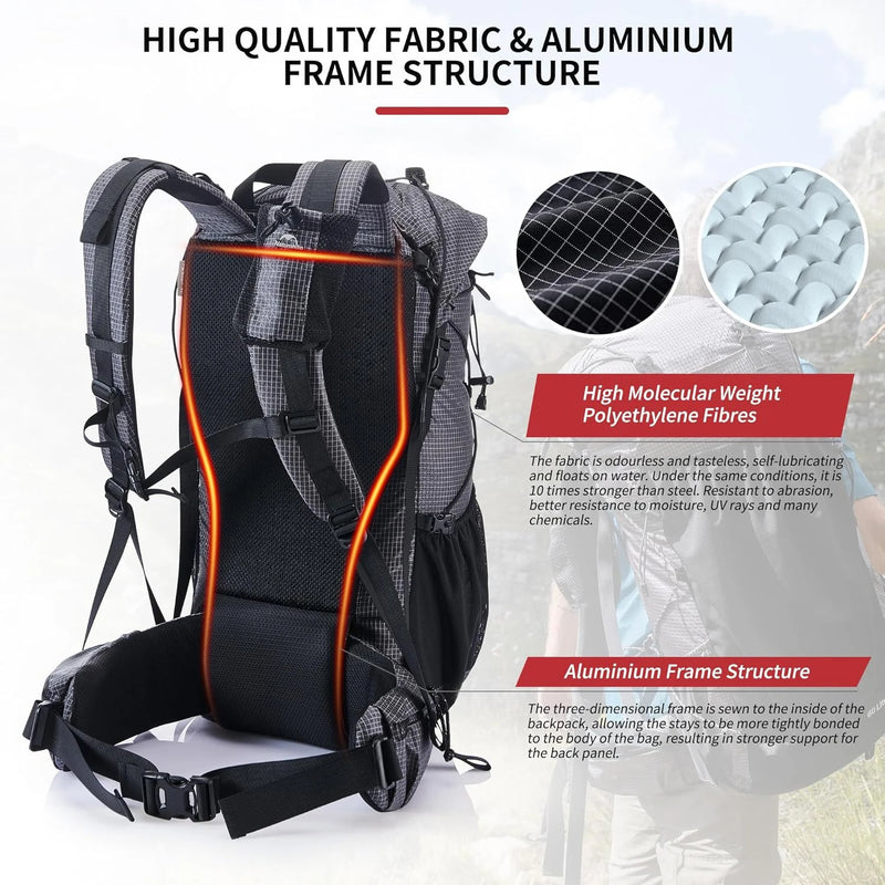 Load image into Gallery viewer, 60L Internal Frame Backpack | Rain Cover Hiking Pack | Multi-Day Waterproof Rucksack
