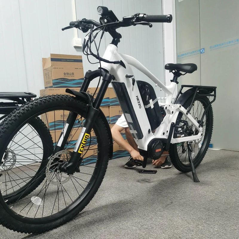 Load image into Gallery viewer, HEZZO Dual Battery Electric Bicycle 52V 1000w BAFANG M620 Mid Drive Ebike 27.5Inch 40Ah LG Mountain Ebike 9 Speed 150km Emtb
