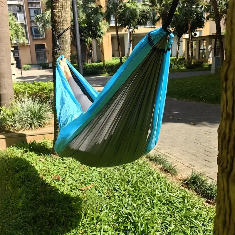 Load image into Gallery viewer, Lightweight Camping Hammock with Tree Straps – Tear-Resistant Nylon Gear for Outdoor &amp; Indoor Use
