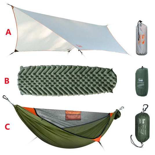 Traveler’s Lightweight Camping Hammock with Mosquito Net – Anti-Rollover, Breathable 70D Nylon, 310x140cm