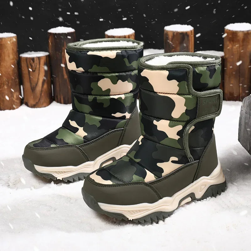 Load image into Gallery viewer, Hot Camouflage Children Snow Boots Hig Top Velvet and Thicken Kids Boot Girl Boys  Anti-slip Wear-resistant Shoe Child Snow Boot
