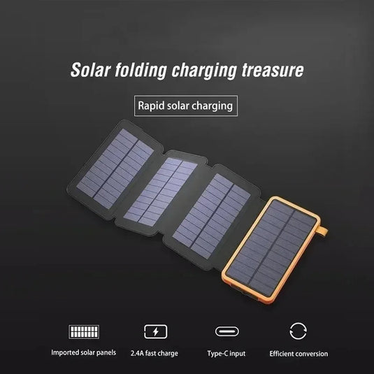 200000mAh Solar Power Bank | Foldable Panel Fast Charging | Waterproof Outdoor Camping Battery