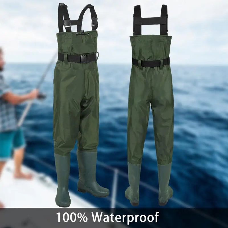 Load image into Gallery viewer, Fishing Jumpsuit Waders Hunting Suit Nylon Half-length Wading Pants Waterproof Hunting Wader Fishing Overalls With Boots
