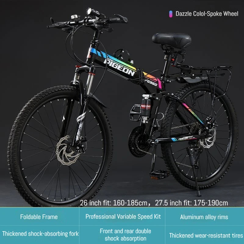 Load image into Gallery viewer, 27.5-Inch Folding Mountain Bike – Off-Road, Shock-Absorbing Bicycle with Disc Brakes
