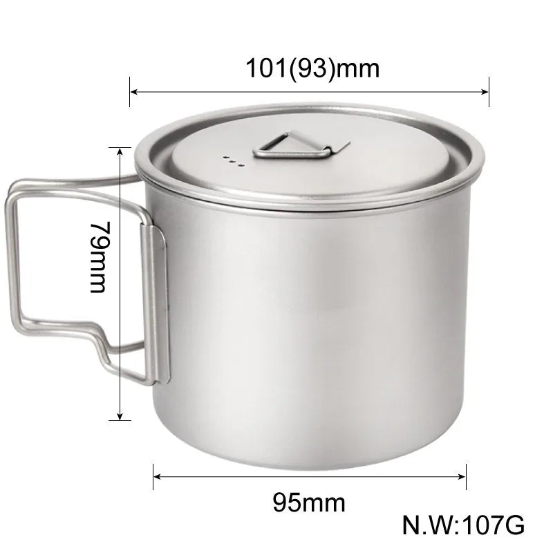 Load image into Gallery viewer, Titanium Camping Cup Pot | 450ml 550ml 650ml 750ml | Ultralight Folding Handle Ti Cook Cup

