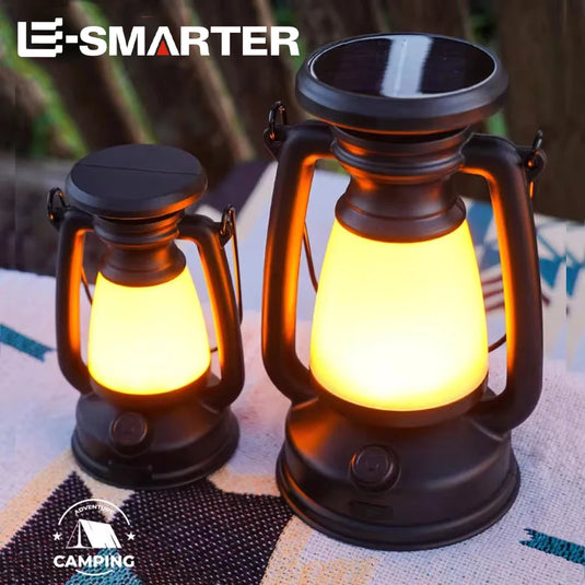 Retro Solar USB Camping Lantern | Stepless Dimming 3000–5000K Tent Light | Portable Hanging Lamp