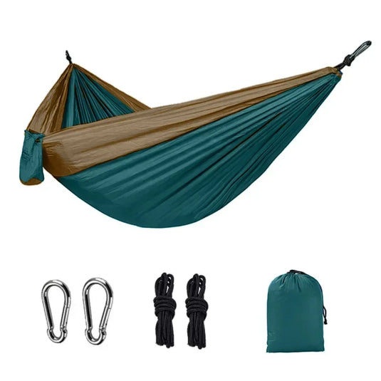 Double-Person Anti-Rollover Nylon Hammock – Lightweight Parachute Fabric Swing for Camping & Outdoor Use