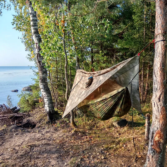 Double Camping Hammock with Mosquito Net & Rain Fly – 260x140cm Lightweight Parachute Hammock for Travel & Hiking