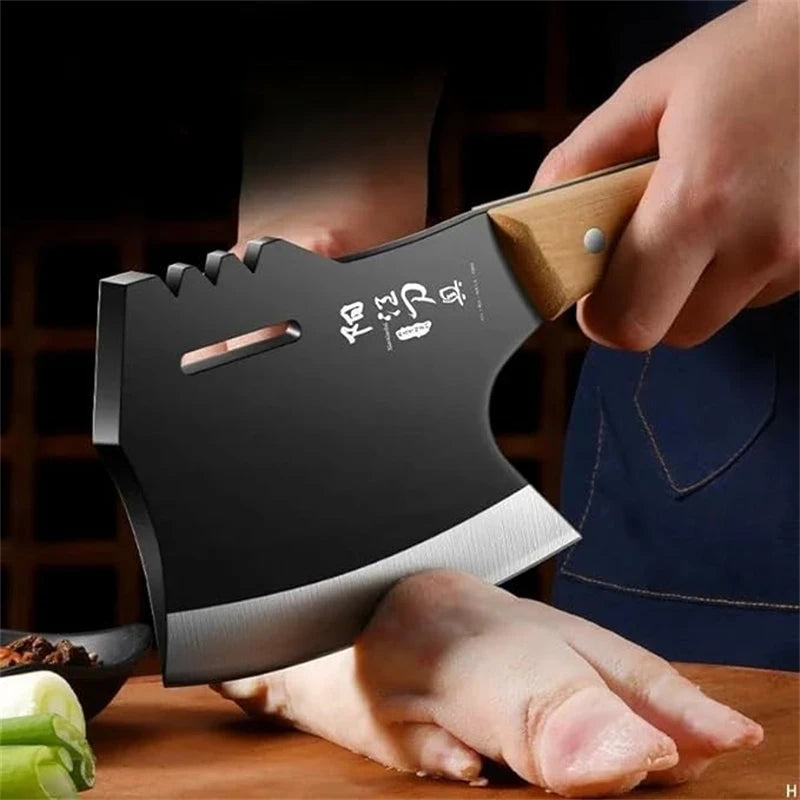 Load image into Gallery viewer, High Hardness Thickened Bone Chopping Axe for Butchers Kitchen Knife Black Wood Handle Forged Forged Bone Chopping Knife
