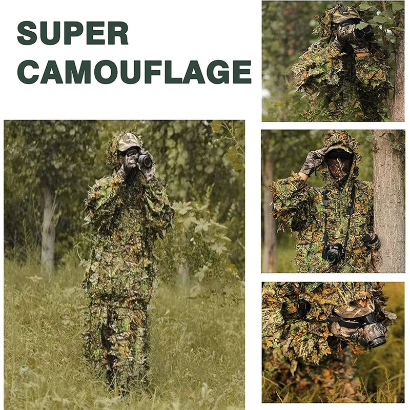 Load image into Gallery viewer, Hunting Ghillie Suit 3D Leafy Camo Military and Shooting Accessories Tactical Gear Clothing for Airsoft Wildlife Photography
