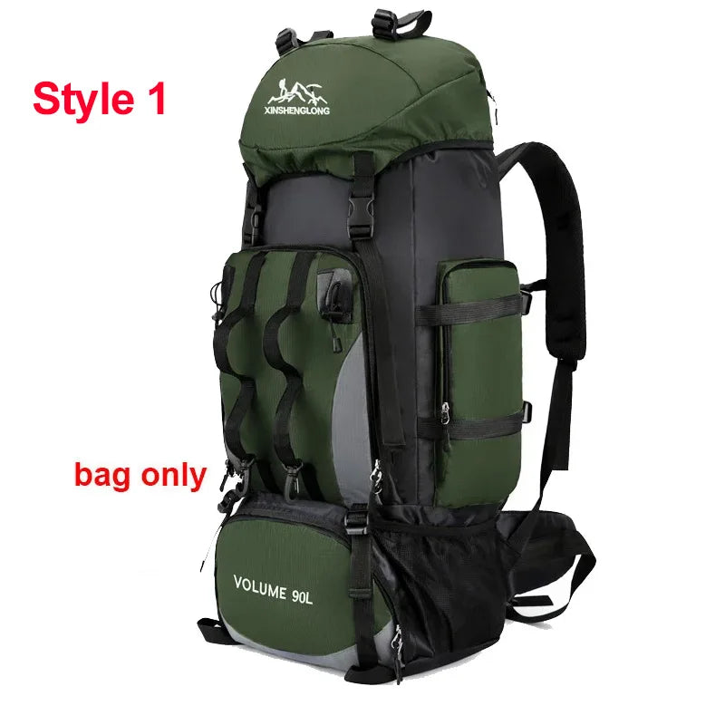 Load image into Gallery viewer, 90L Hiking Camping Backpack with Rain Cover | Waterproof Trekking Rucksack | Large Climbing Travel Bag
