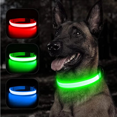 USB Rechargeable LED Dog Collar Adjustable Glowing Safety Collar for Night Walks