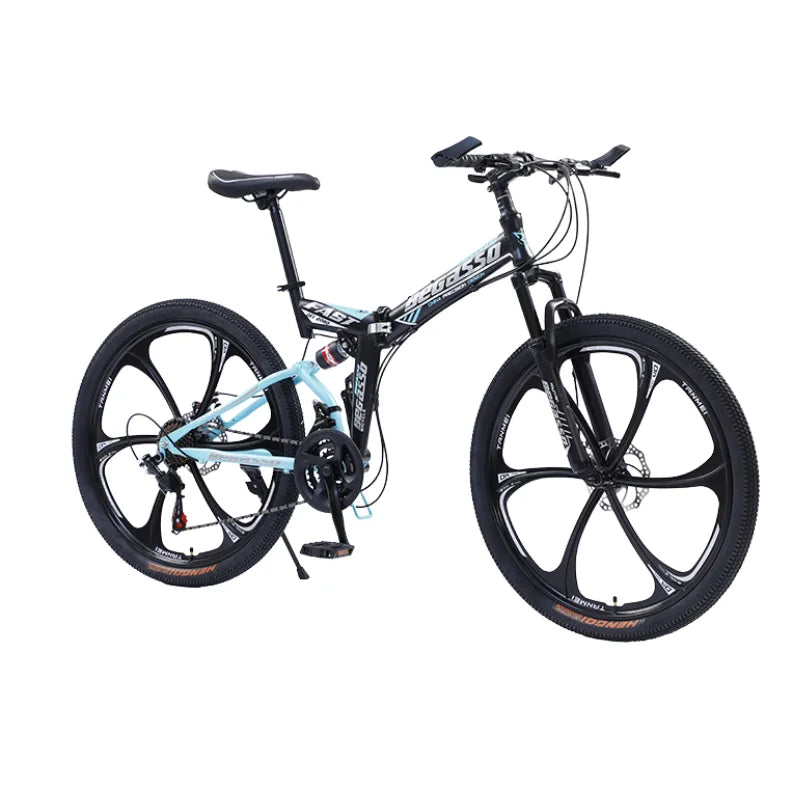 Load image into Gallery viewer, Gear-Shifting Folding Mountain Bike – 26-Inch, 24-Speed, Soft-Tail Carbon Steel Frame
