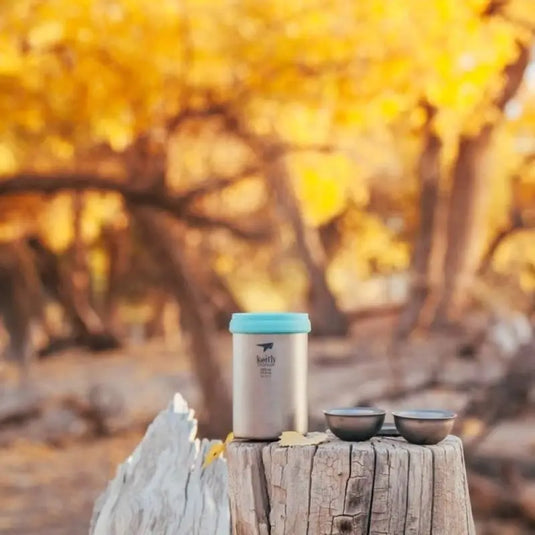 Titanium Double Wall Mug with Tea Infuser | 450ml Camping Tea Coffee Maker | Titanium Strainer Cup
