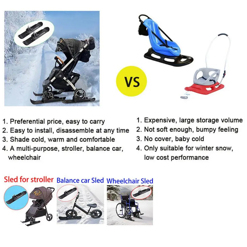 Load image into Gallery viewer, Snow Skis Set Balance Cycling Scooter Parts Lightweight Snow Sledge Board Set For Scooter For Snowfields Baby Strollers
