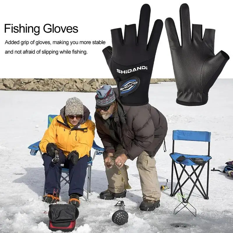 Load image into Gallery viewer, Anti Slip Fishing Gloves 3 Finger Fishing Catching Gloves Cold Weather Fishing Gloves Cold Weather Hunting Gear For Boating
