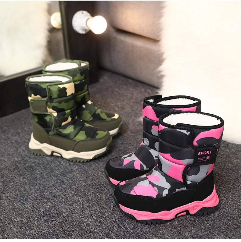 Load image into Gallery viewer, Hot Camouflage Children Snow Boots Hig Top Velvet and Thicken Kids Boot Girl Boys  Anti-slip Wear-resistant Shoe Child Snow Boot
