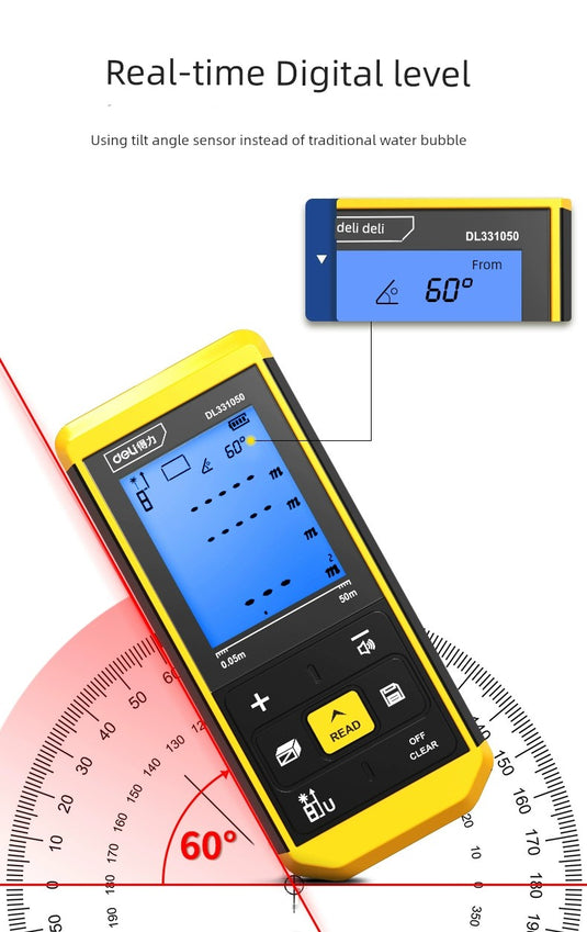 Deli Handheld Electronic Ruler Multi-Function Laser Rangefinder