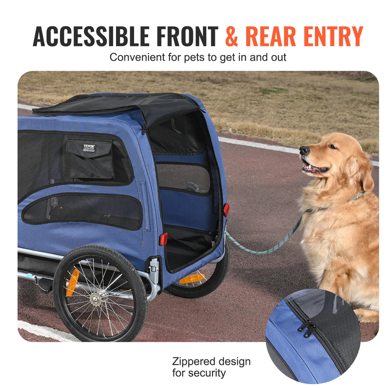 Load image into Gallery viewer, 100 lb Pet Bike Trailer Foldable Bicycle Carrier for Dogs with Coupler, Reflectors &amp; Safety Flag
